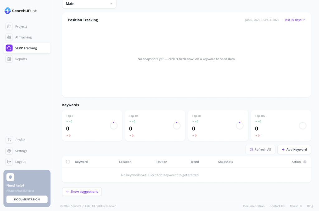 add-keywords-serp-tracking-searchup-lab